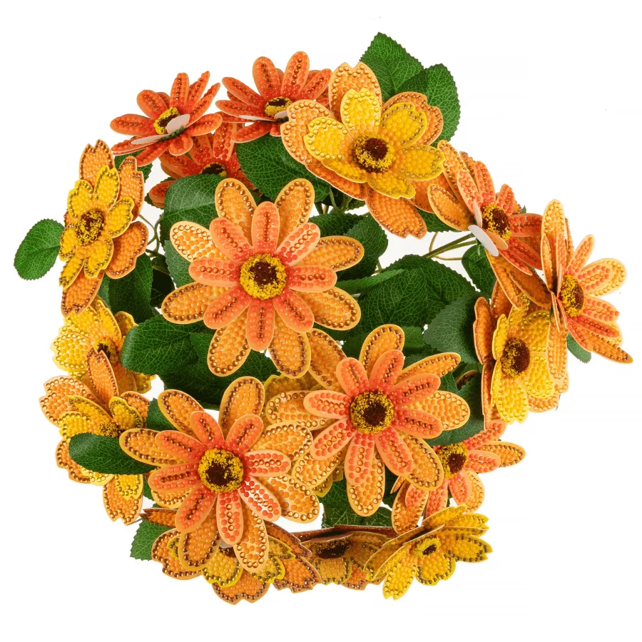 Craft Buddy Crystal Art 3D Flower knutselset geel oranje bloemen