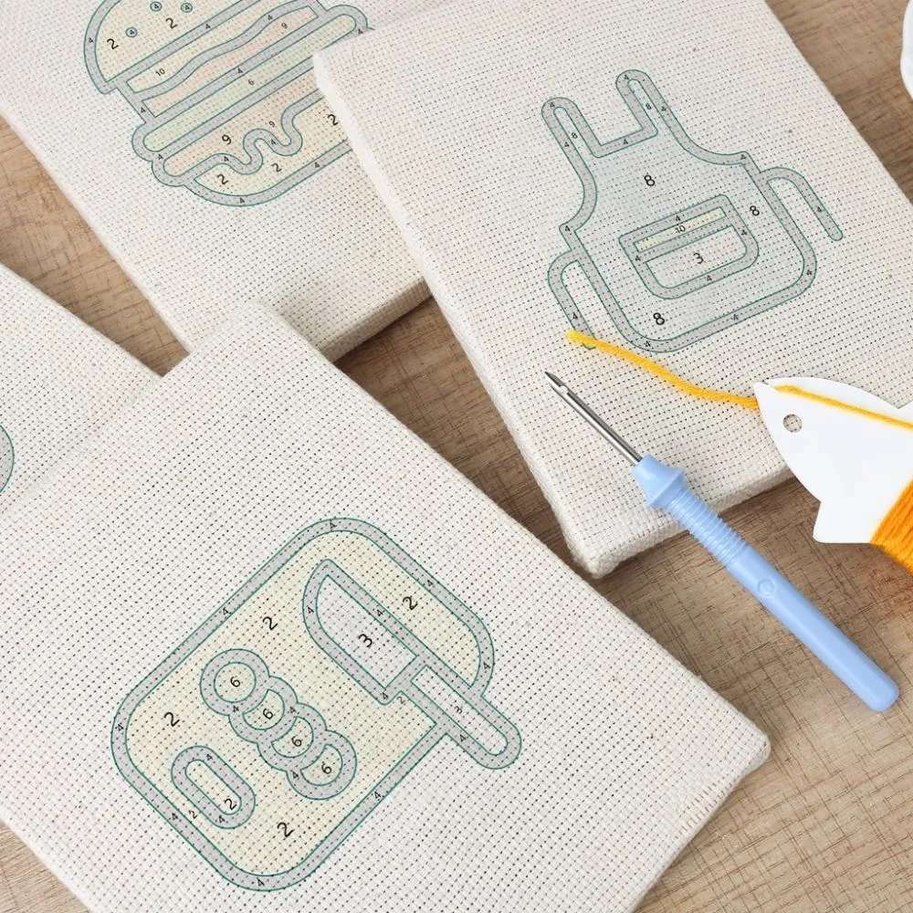 Figured'Art Punch Needle Set Keuken en Snacks 15x20cm 4 stuks