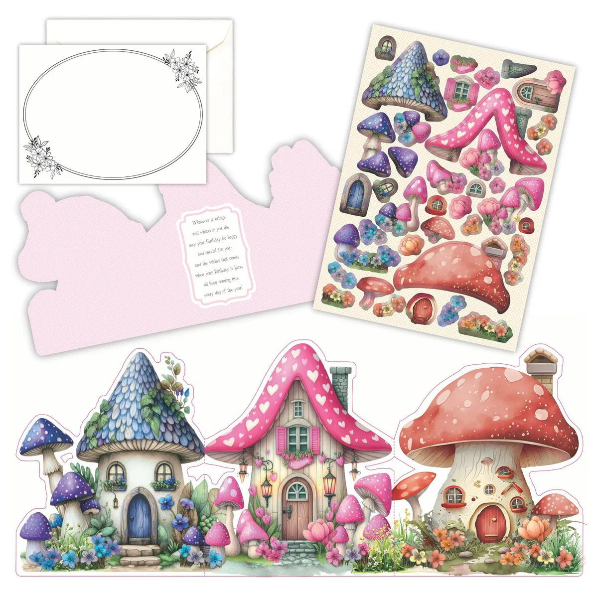 Craft Buddy Fairy Mushroom House kaartenpakket 24 stuks