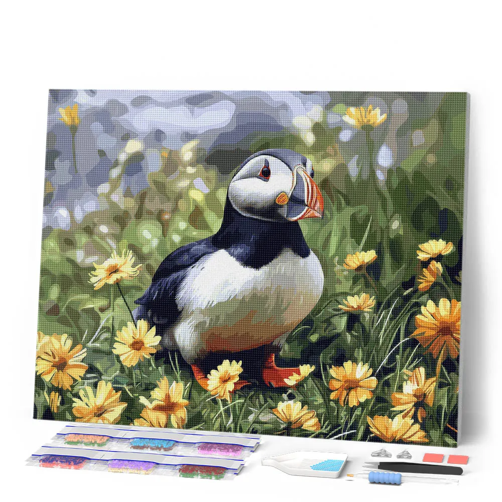Figured'Art Papegaaiduiker lentebloesem diamond painting 40x50 cm