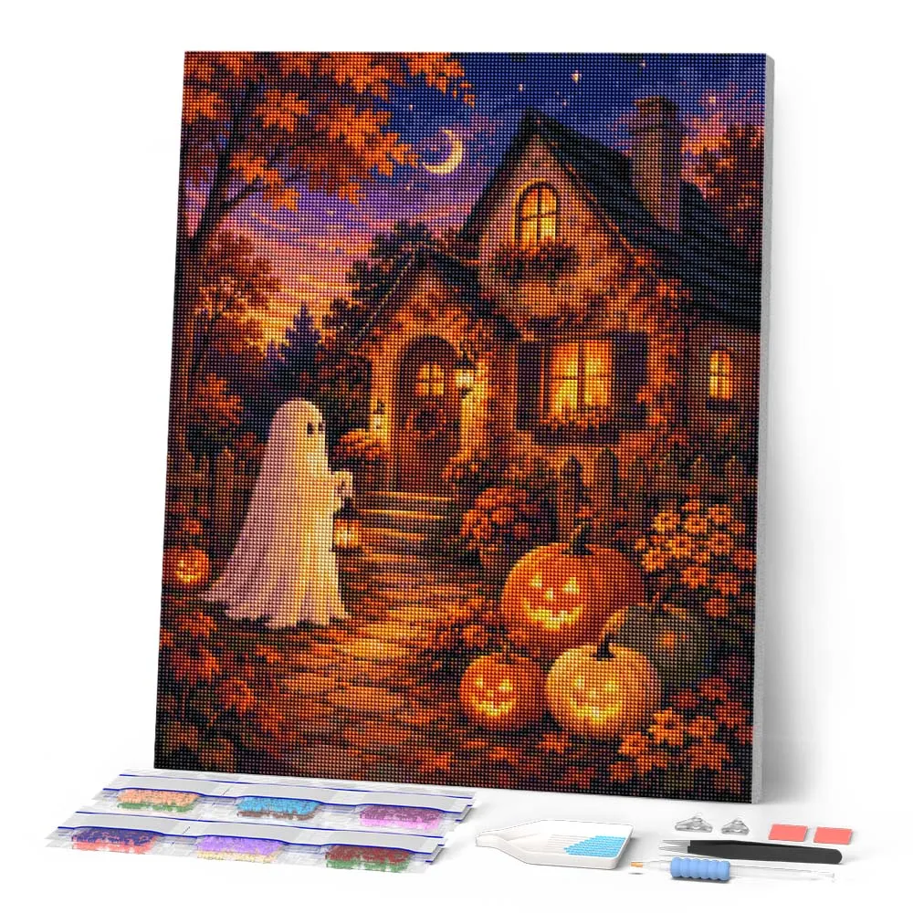 Figured'Art Vriendelijk spook bij het Pompoenhuisje diamond painting