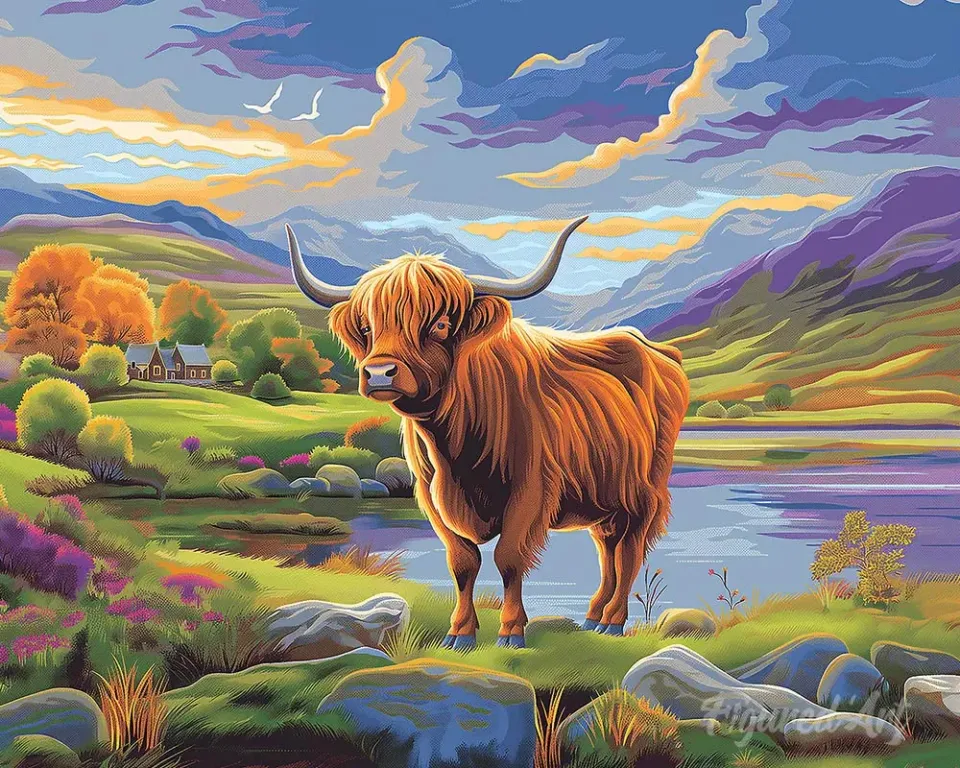 Figured'Art Schotse Hooglander schilderen op nummer 40x50 cm koe