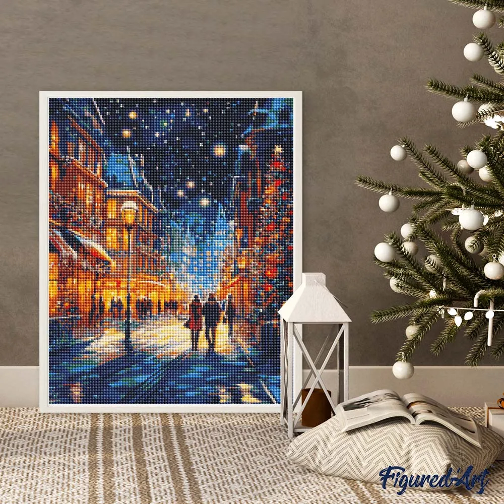 Figured'Art Sterrenrijke Kerstwandeling diamond painting 40x50 cm