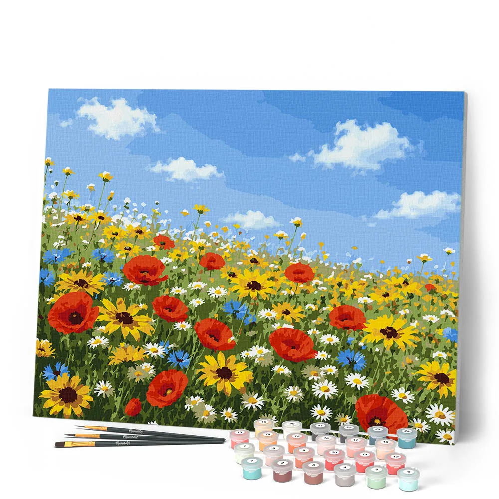 Figured'Art Wilde bloemenweide schilderen op nummer 40x50cm linnen