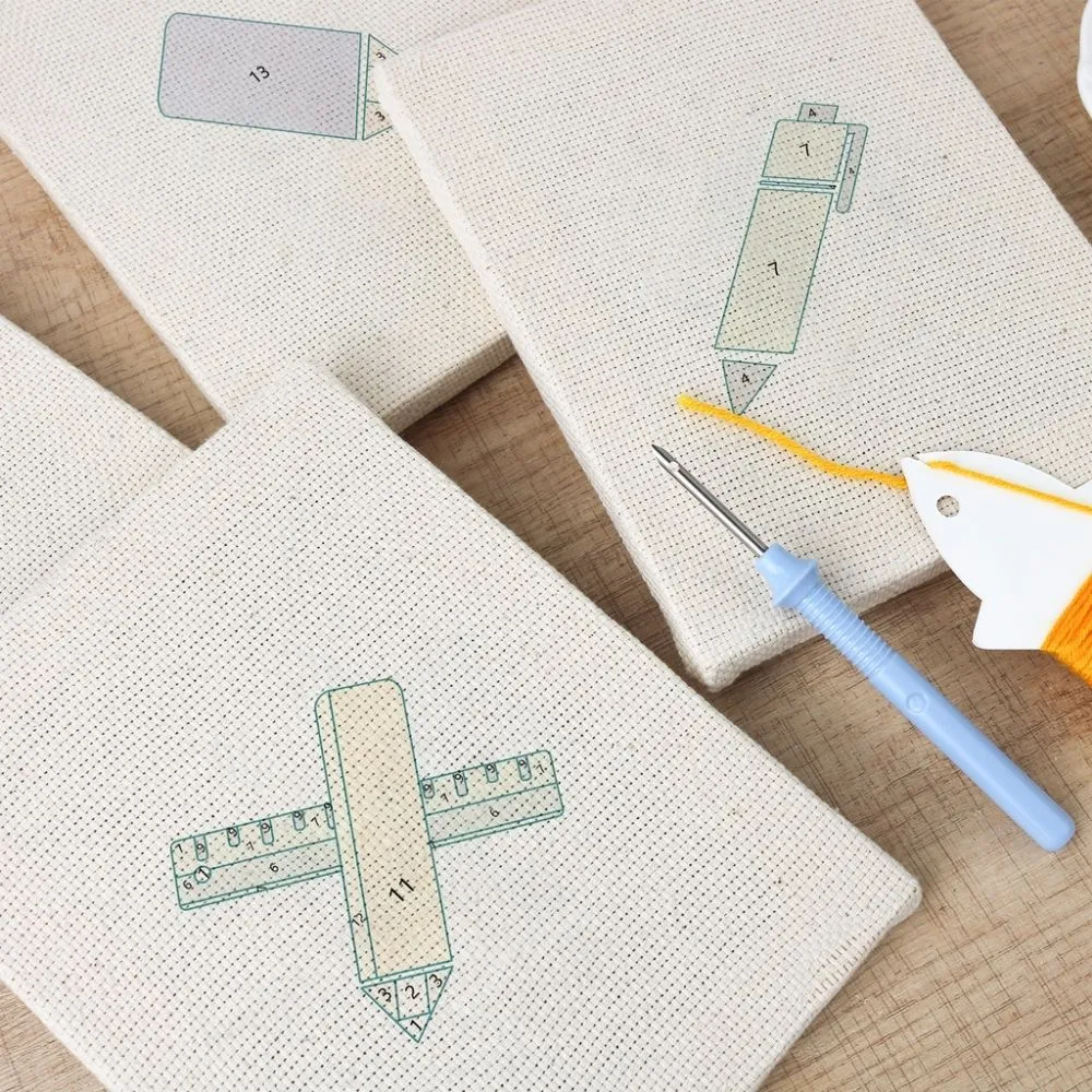 Figured'Art Teken Essentials punch needle set 4 stuks 15x20cm katoen