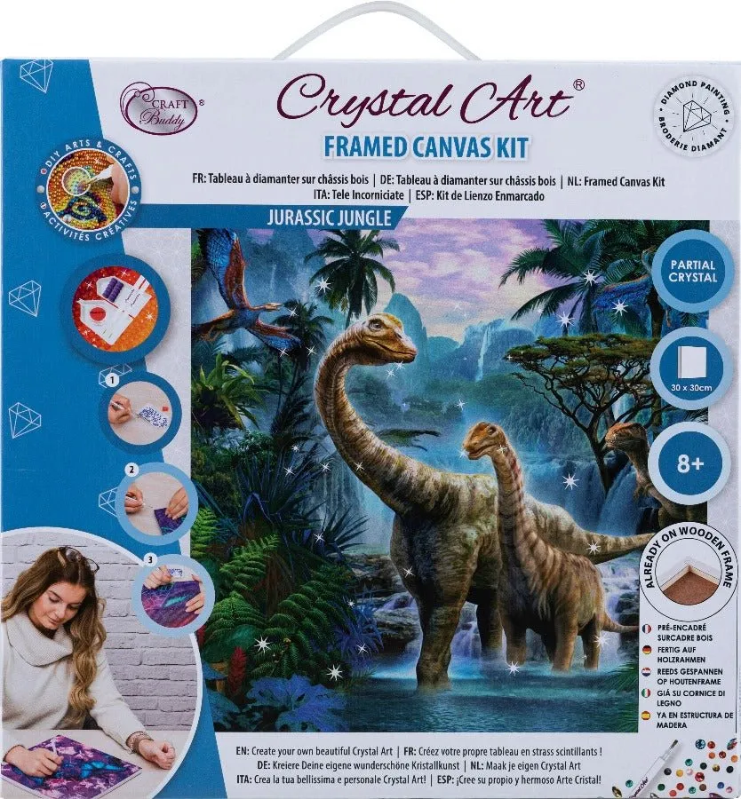 Craft Buddy Crystal Art Jurassic Jungle canvas 30x30cm dino