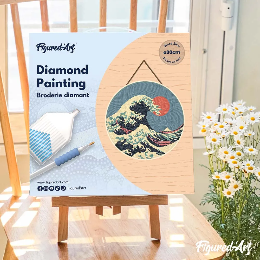 Figured'Art De Grote Golf diamond painting hout 30 cm rond
