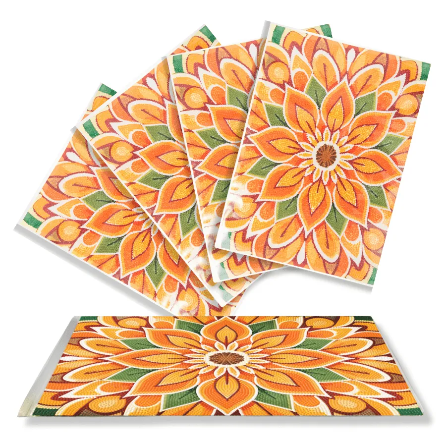 Craft Buddy Crystal Art Flower placemats set van 4 oranje