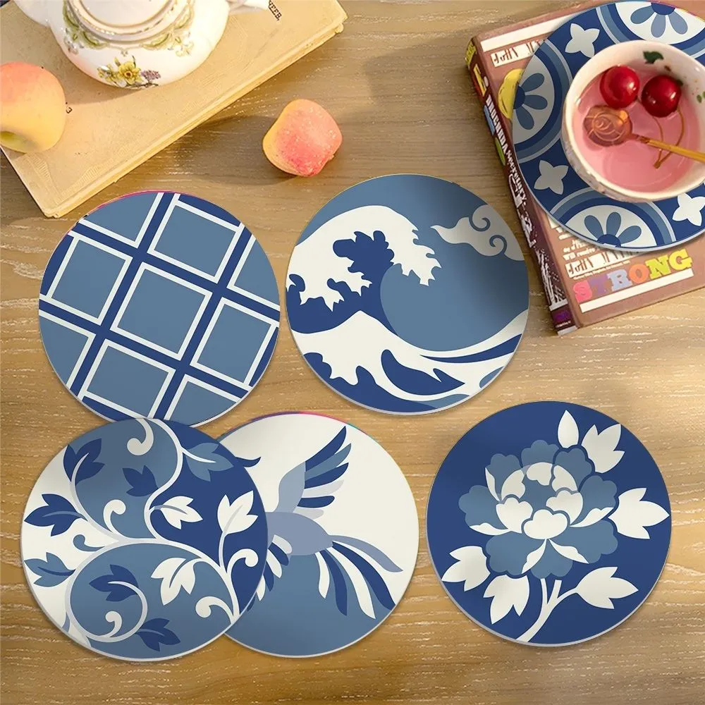 Figured'Art Mediterraan Blauw schilderen op nummer onderzetters 6 stuks