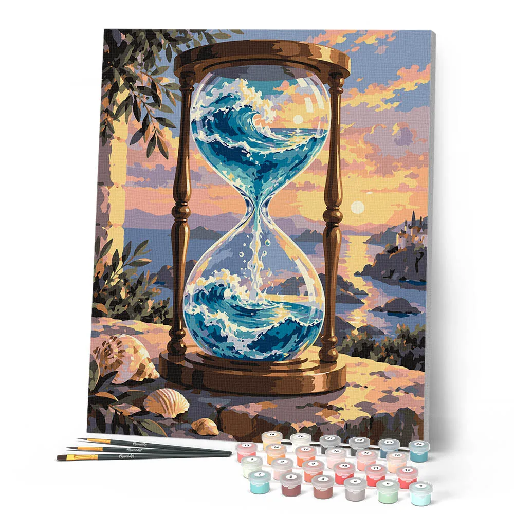 Figured'Art Oceaan Zandloper schilderen op nummer 40x50 cm gemiddeld