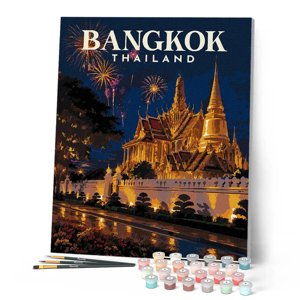 Figured'Art Reisposter Bangkok schilderen op nummer 40x50cm gemiddeld