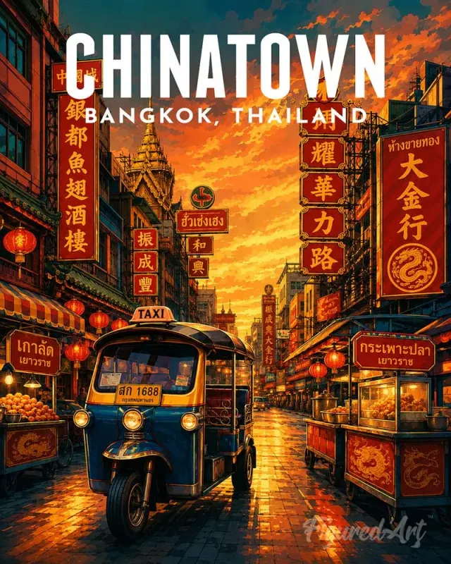 Figured'Art Bangkok Chinatown Schilderen op Nummer 40x50cm stad