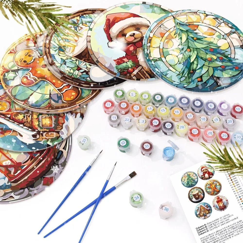 Figured'Art Peperkoekhuis schilderen op nummer placemats 20cm 6 stuks