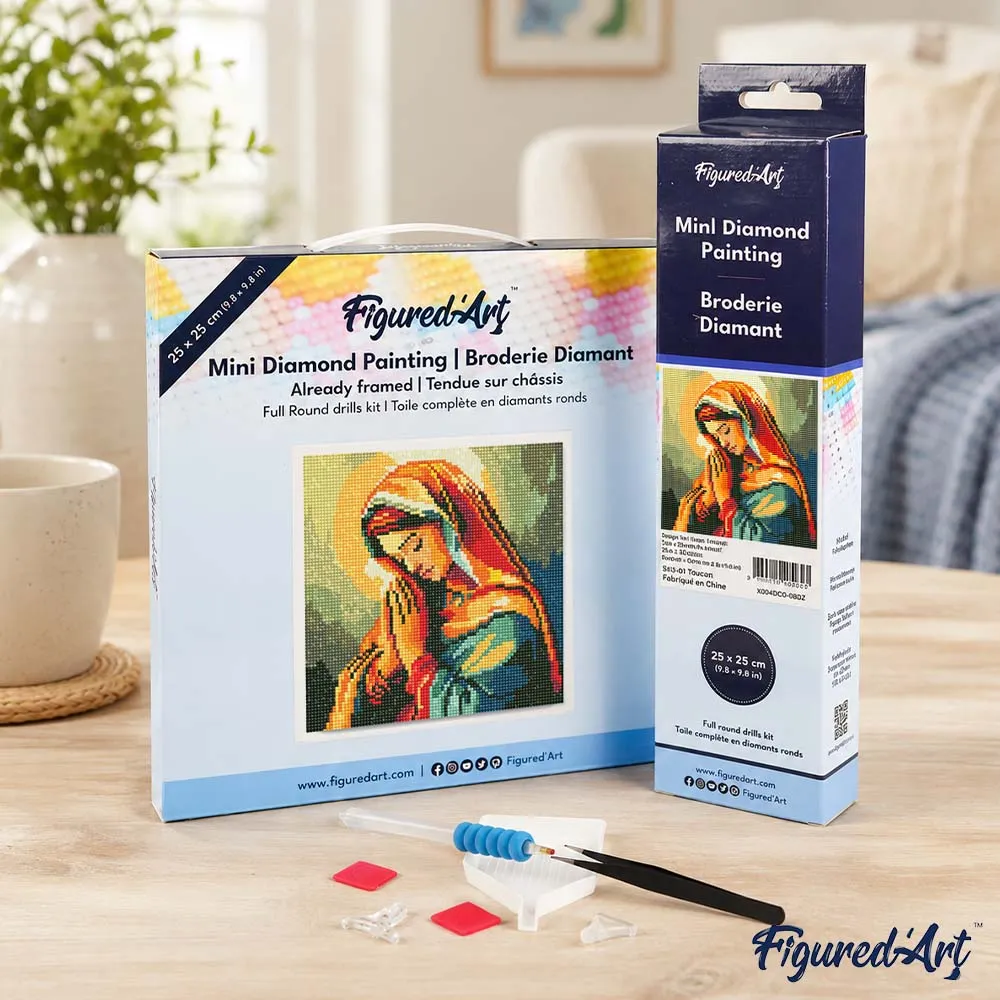 Figured'Art Mini Biddende Maria diamond painting 25x25cm rond