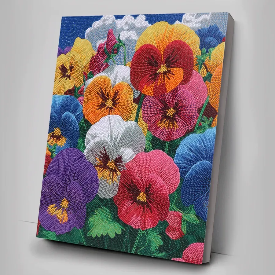 Craft Buddy Crystal Art Perfect Pansies canvas 40x50cm viooltjes