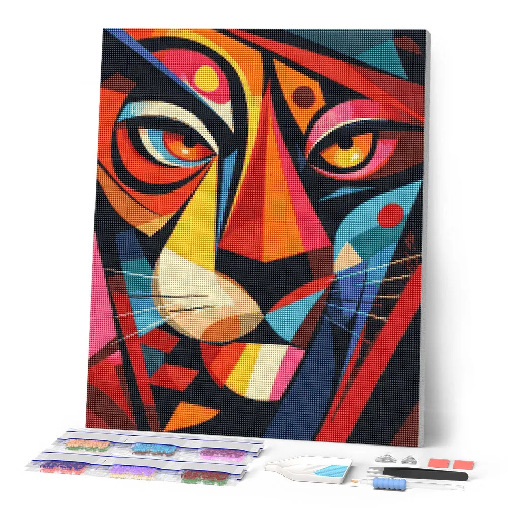 Figured'Art Gedurfd Abstract Tijger 3 diamond painting 40x50 full drill