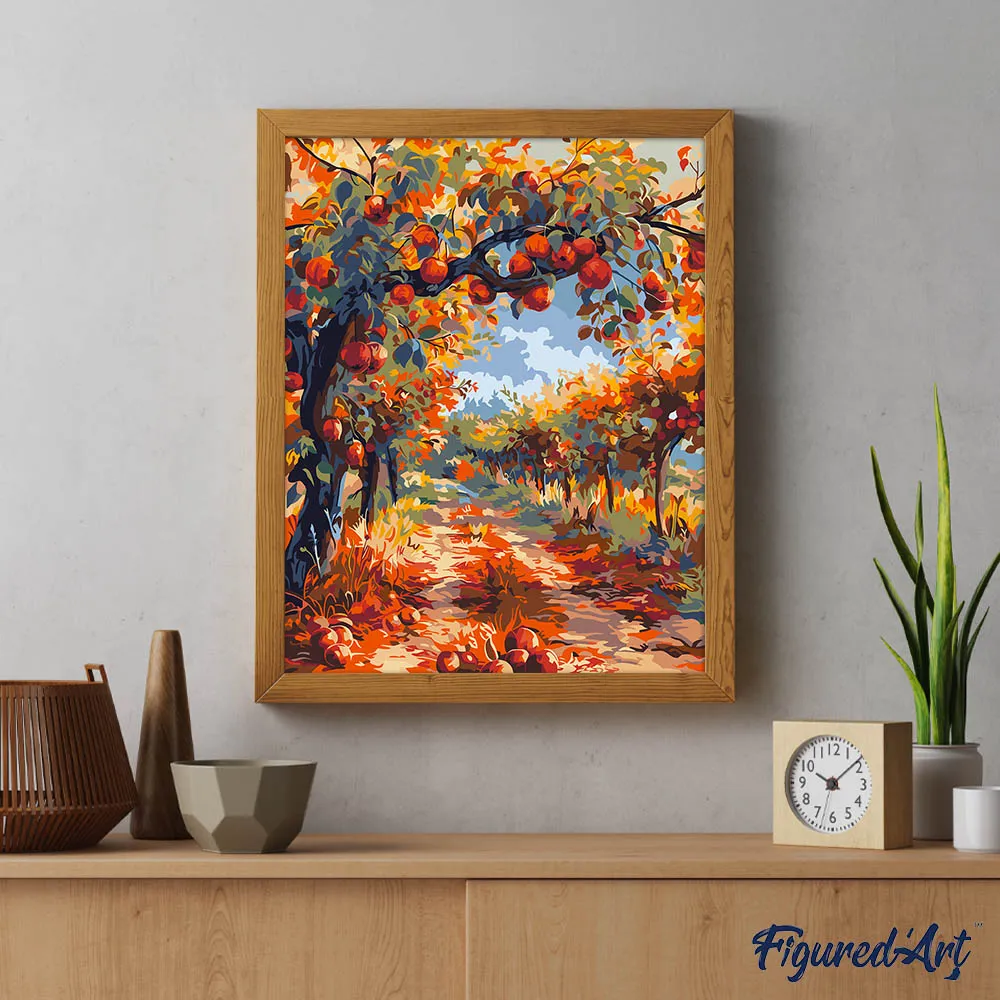 Figured'Art Rode Appels Herfstboom schilderen op nummer 40x50 cm
