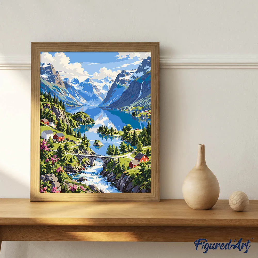 Figured'Art Lovatnetmeer in Loen Noorwegen schilderen op nummer 40x50cm landschap