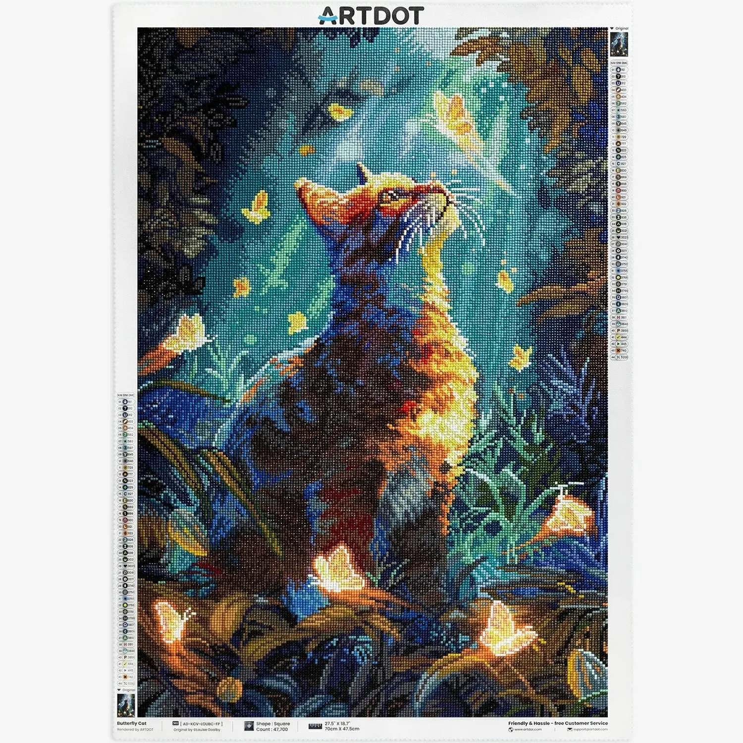ARTDOT Butterfly Cat diamond painting kat 47,5x70cm vierkant