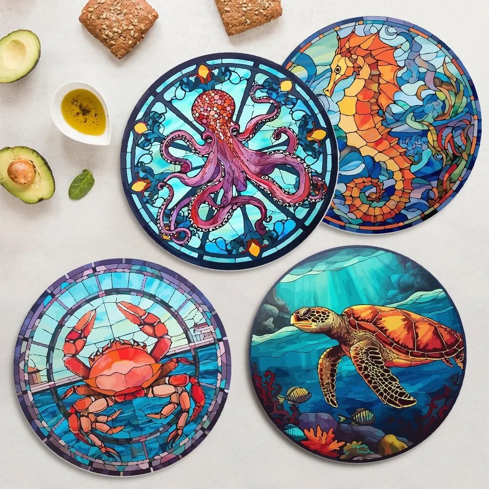 Figured'Art Oceaanwezens placemats schilderen op nummer 20cm 4 stuks