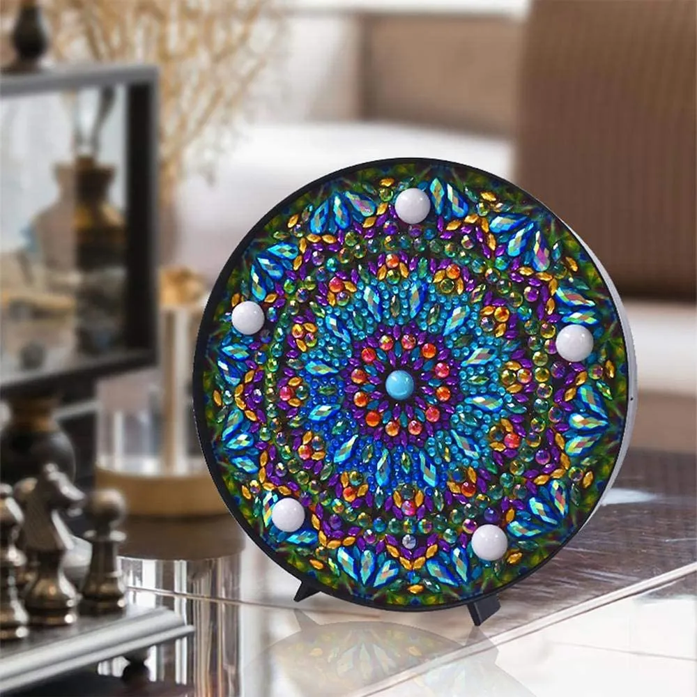 Figured'Art Mandala Blauw LED-lamp diamond painting 15cm