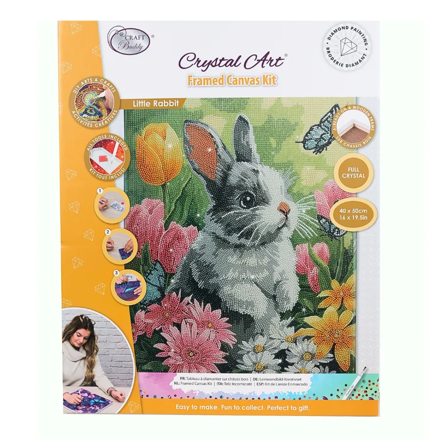 Craft Buddy Crystal Art Little Rabbit canvas 40x50 cm full crystal