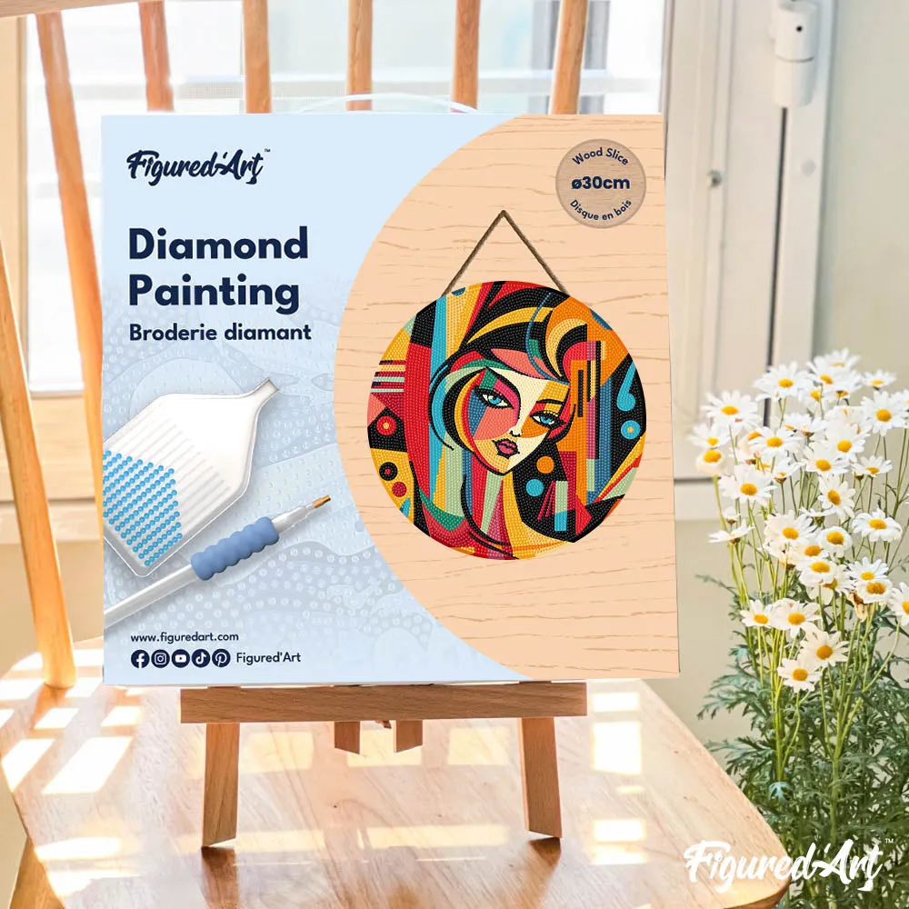 Figured'Art Picasso Stijl Abstracte Vrouw diamond painting hout 30 cm