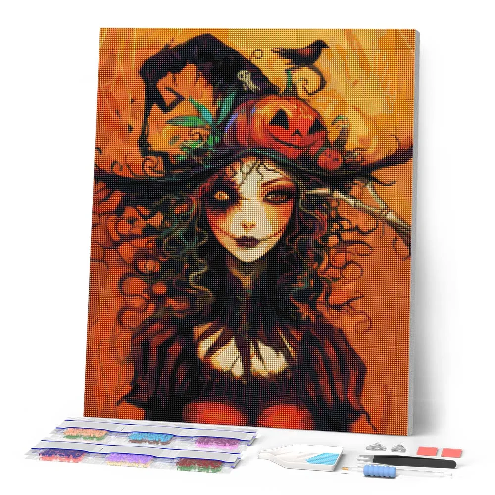 Figured'Art Halloween Heksenportret diamond painting 40x50 full drill