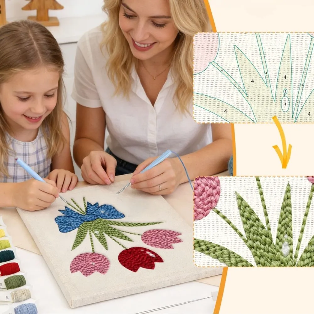 Figured'Art Tulpen Boeket punch needle pakket 20x30cm met frame zacht
