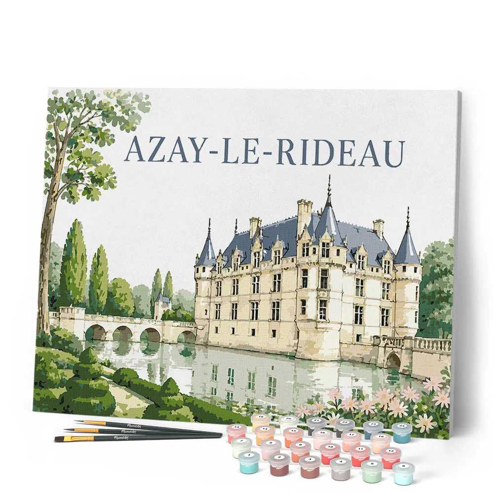 Figured'Art Kasteel van Azay-le-Rideau schilderen op nummer 40x50