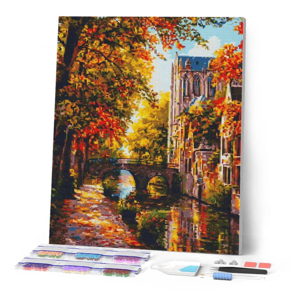 Figured'Art Rivierdorp in de herfst diamond painting 40x50 cm herfst