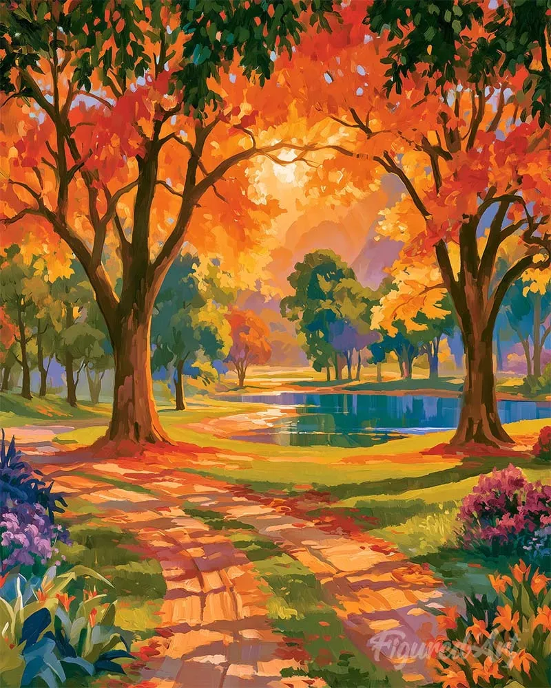 Figured'Art Betoverd herfstpad schilderen op nummer 40x50 cm