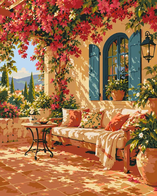 Figured'Art Terras in Bloei schilderen op nummer 40x50cm mediterraan