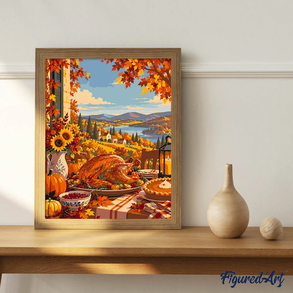 Figured'Art Thanksgiving Platteland Schilderen op Nummer Herfst