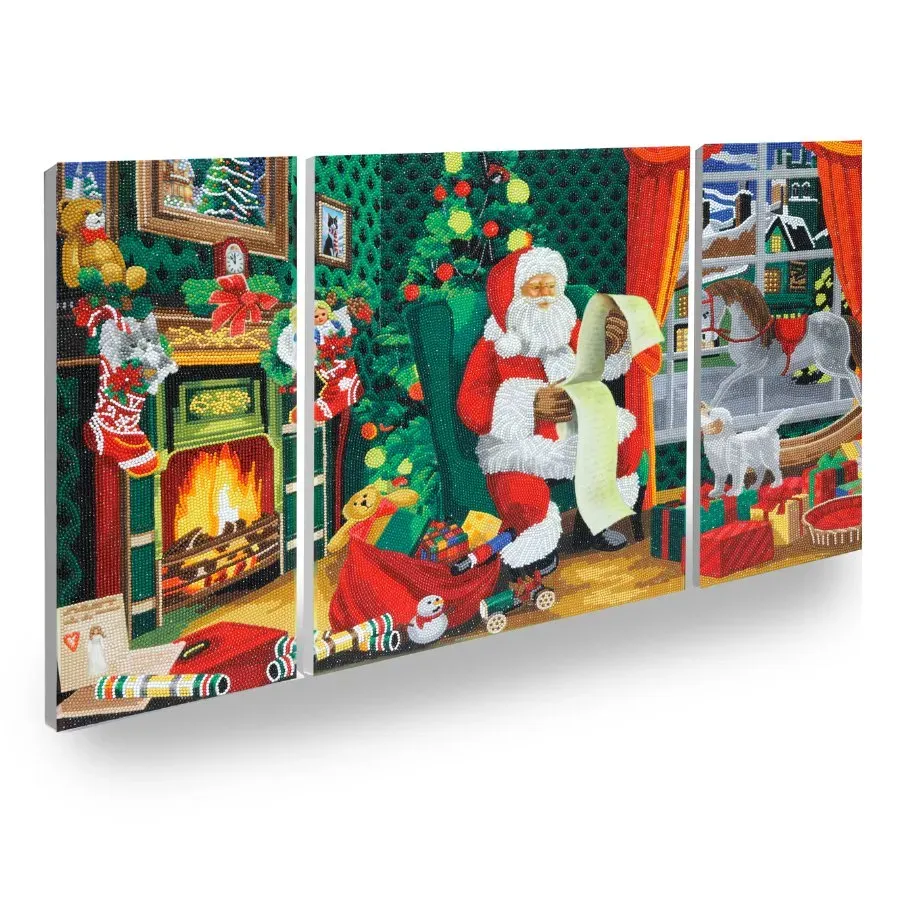 Craft Buddy Crystal Art Santa canvas drieluik 3 stuks kerst