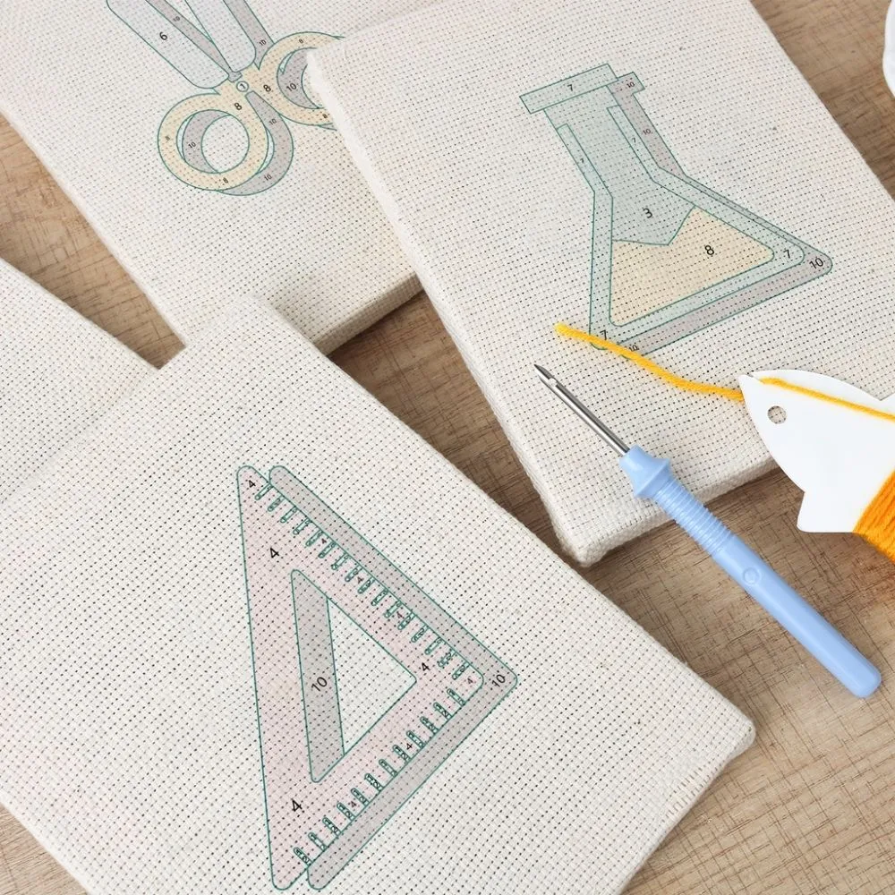 Figured'Art Punch Needle Set Terug naar School 2 punch needle kit 4 stuks katoen
