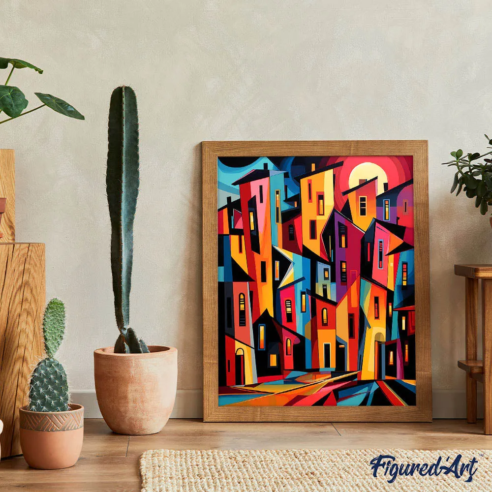 Figured'Art Gedurfd Abstract Gebouwen schilderen op nummer 40x50cm