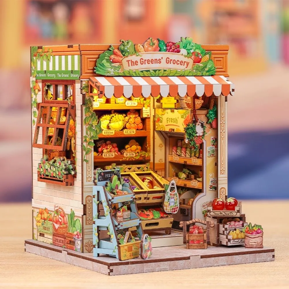 Figured'Art Klein Fruitwinkeltje miniatuurhuisje met led 19,7 cm