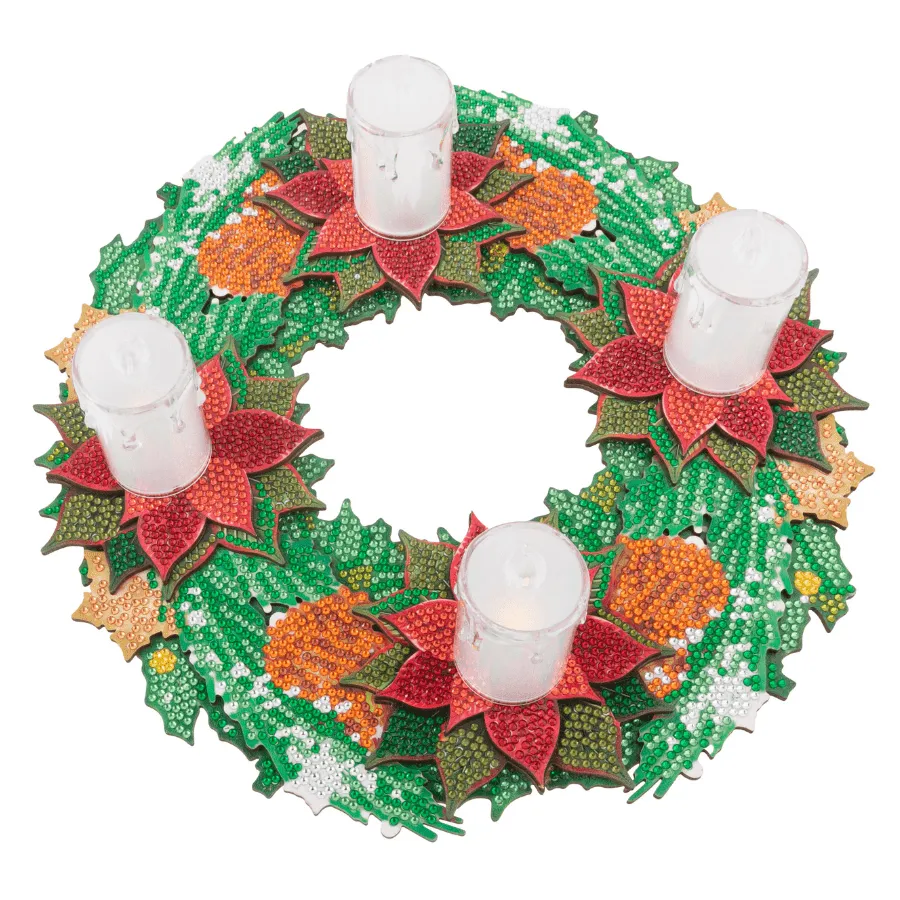 Craft Buddy Crystal Art Christmas Candle Holder krans kit 29 cm 3D