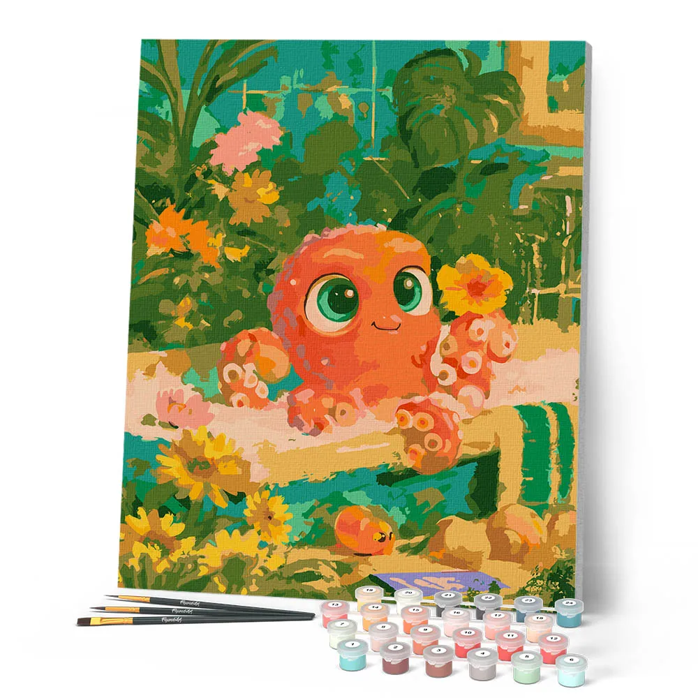 Figured'Art Spa Kleine Octopus schilderen op nummer 40x50 cm dier
