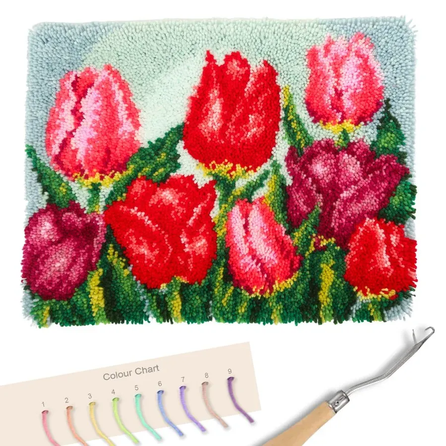 Craft Buddy Tulips latch hook tapijt knutselset wol 45x60 cm