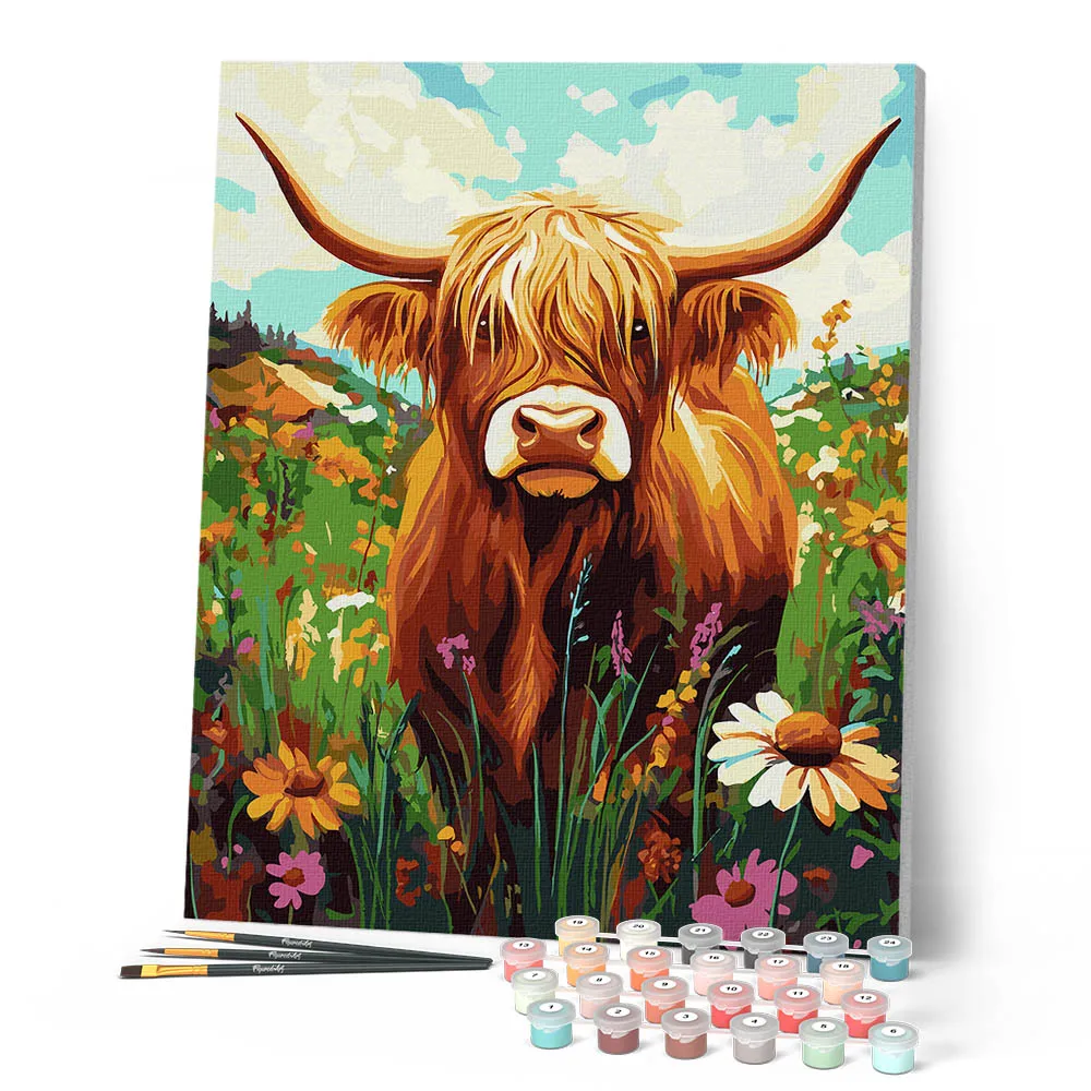 Figured'Art Schotse Hooglander Schilderen op Nummer Koe