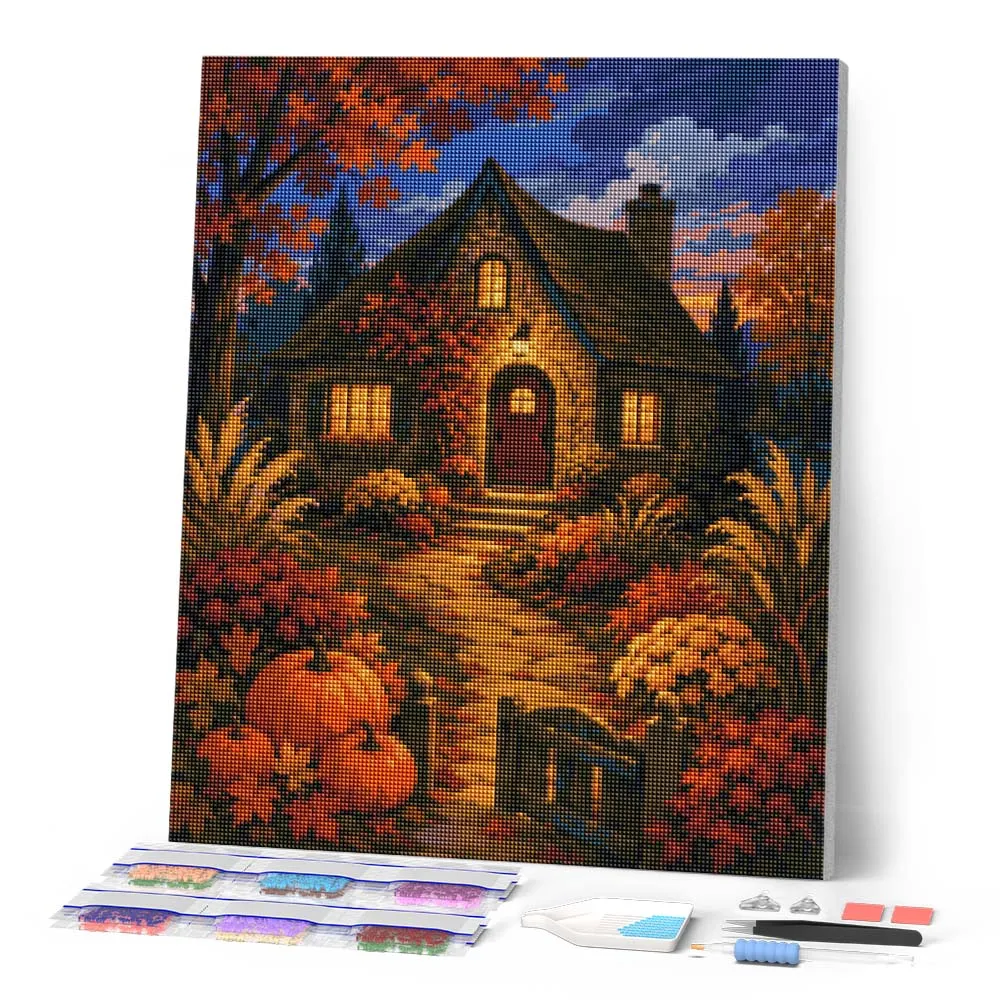 Figured'Art Pompoenhuisje in de Schemering diamond painting 40x50cm