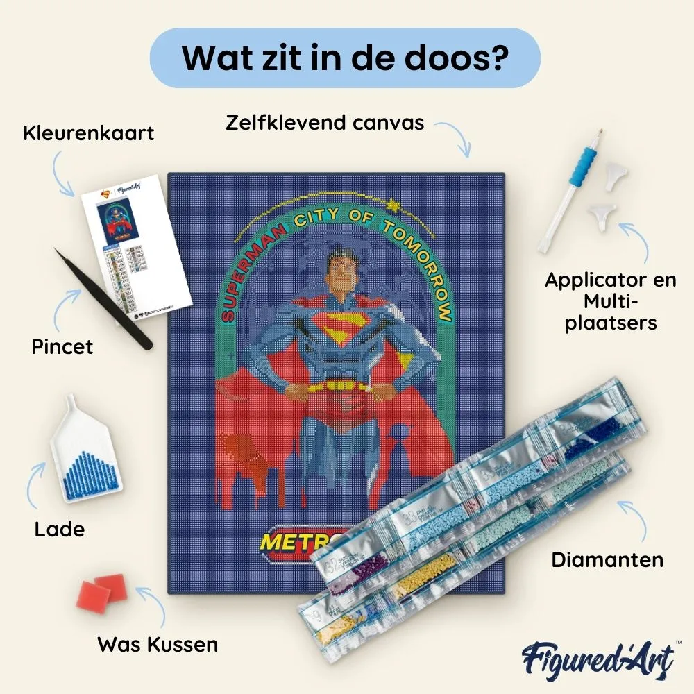 Figured'Art Superman Stad van Morgen diamond painting 40x50 cm