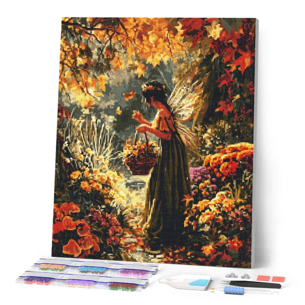 Figured'Art Fee van de herfsttuin diamond painting full drill