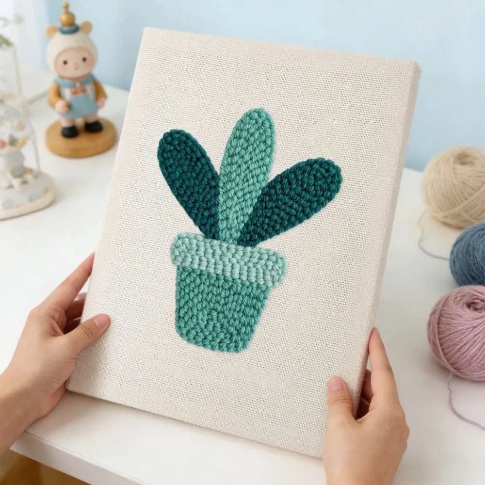 Figured'Art Lachende Vetplant punch needle pakket 20x30 cm frame