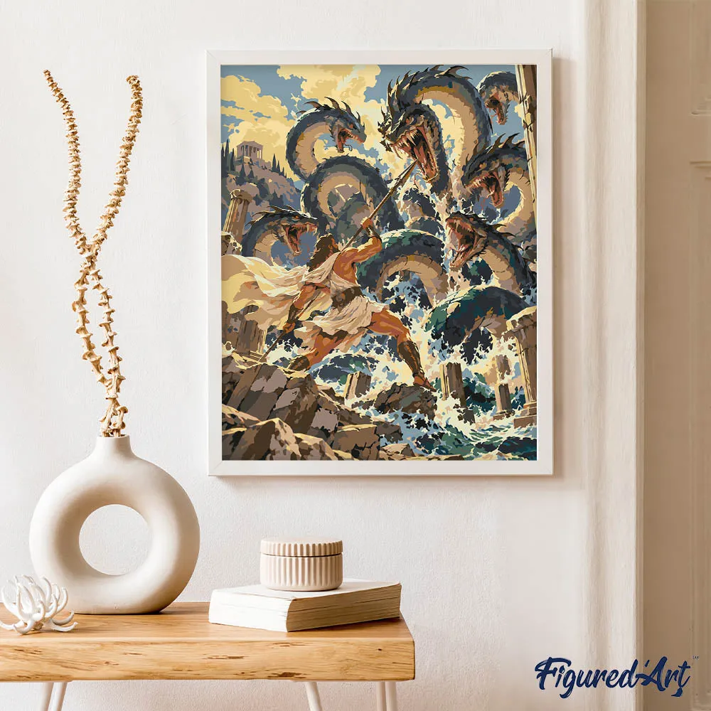 Figured'Art De Strijd tegen de Hydra schilderen op nummer 40x50 cm draken