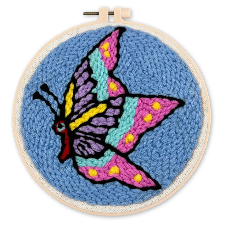 Figured'Art Vlinder punch needle pakket 20x20cm wol