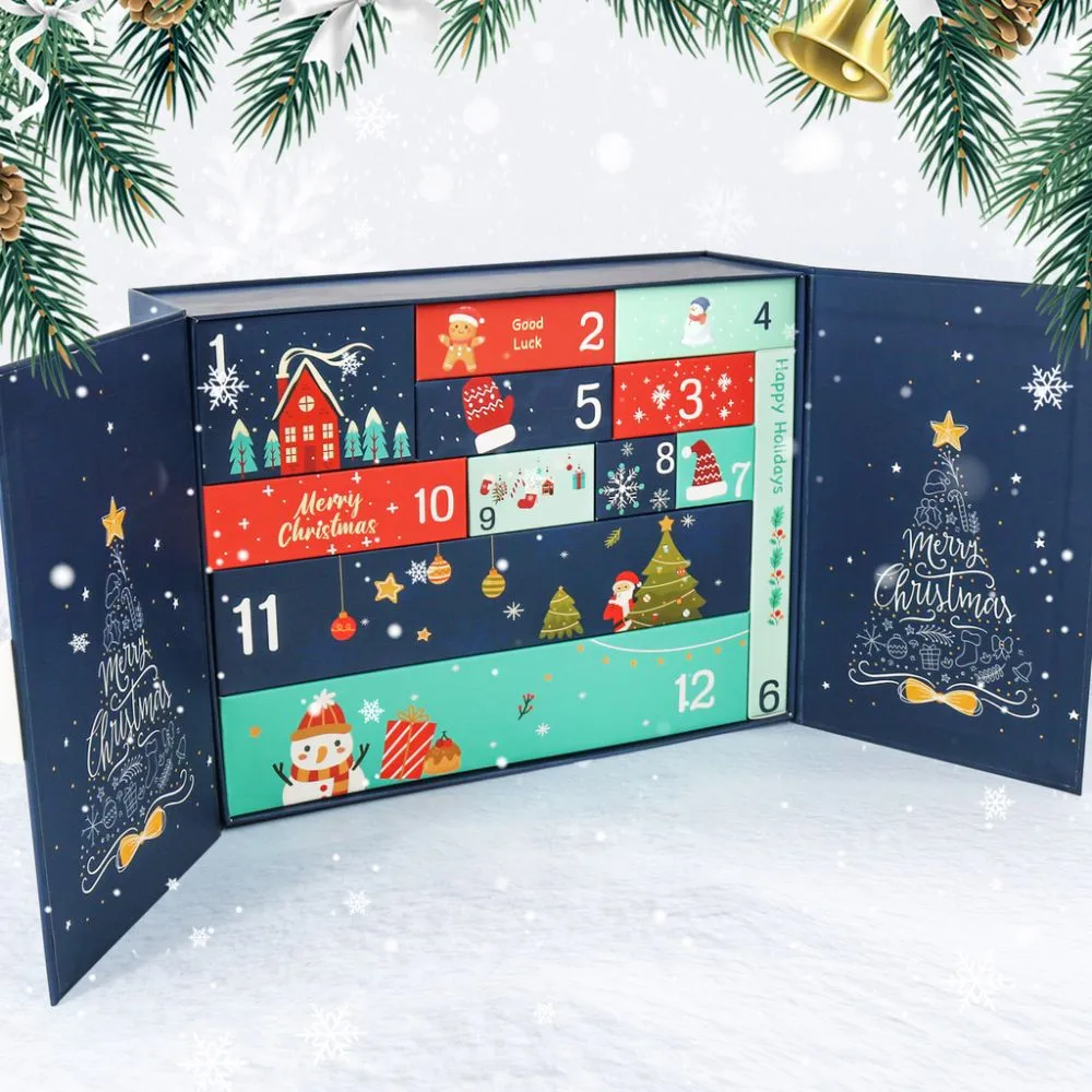 Figured'Art Vrolijk Kerstfeest adventskalender schilderen op nummer blauw