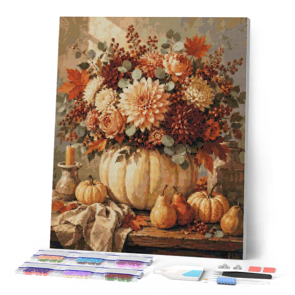 Figured'Art Bloemrijk Pompoentafelstuk diamond painting herfst